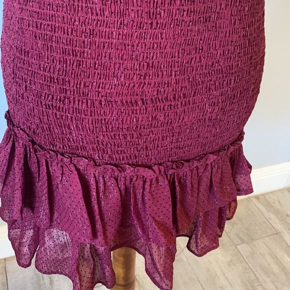 [glam] Metallic Maroon Polka Dot Skirt - Size Large NWT - Picture 7 of 7